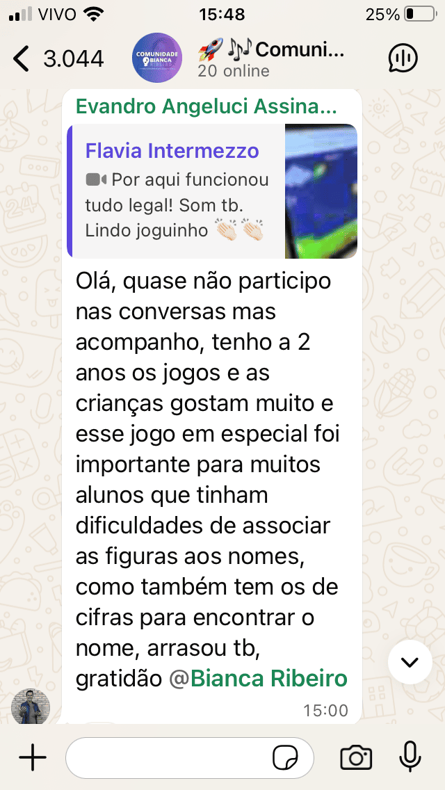 Depoimento de professor